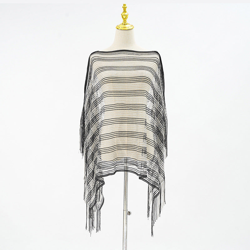 Sexy Mesh Sunscreen Striped Sunscreen Shawl Scarf Lady Shawl Towel Bella Mia